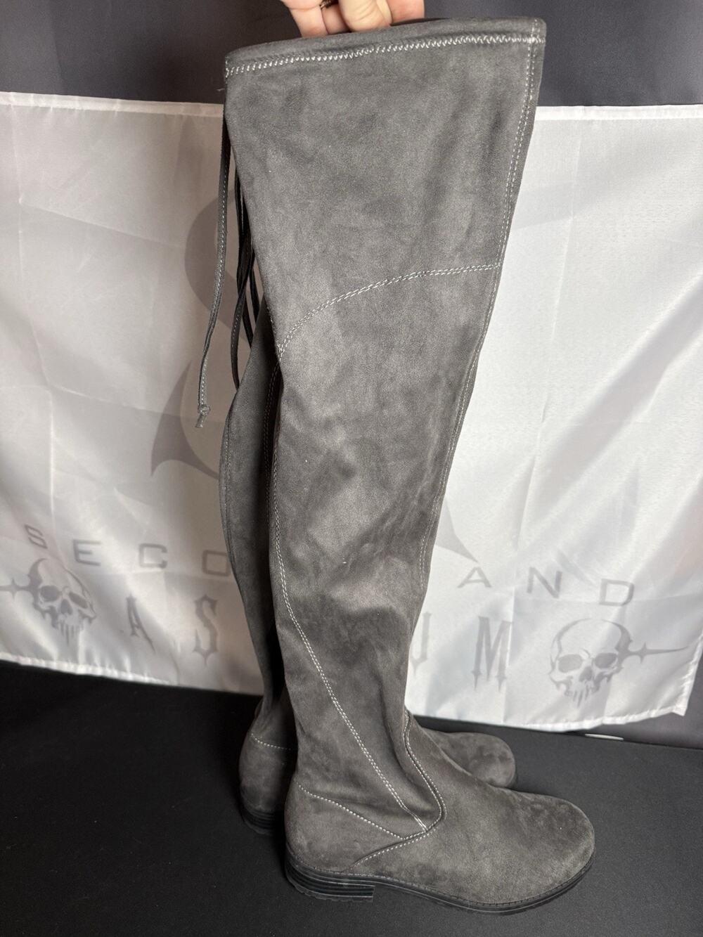 Unisa Grey Faux Suede Over The Knee Boot Women’s 6.5M New